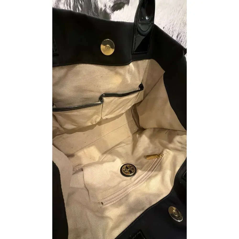 Tory Burch Ella Tote Black Nylon